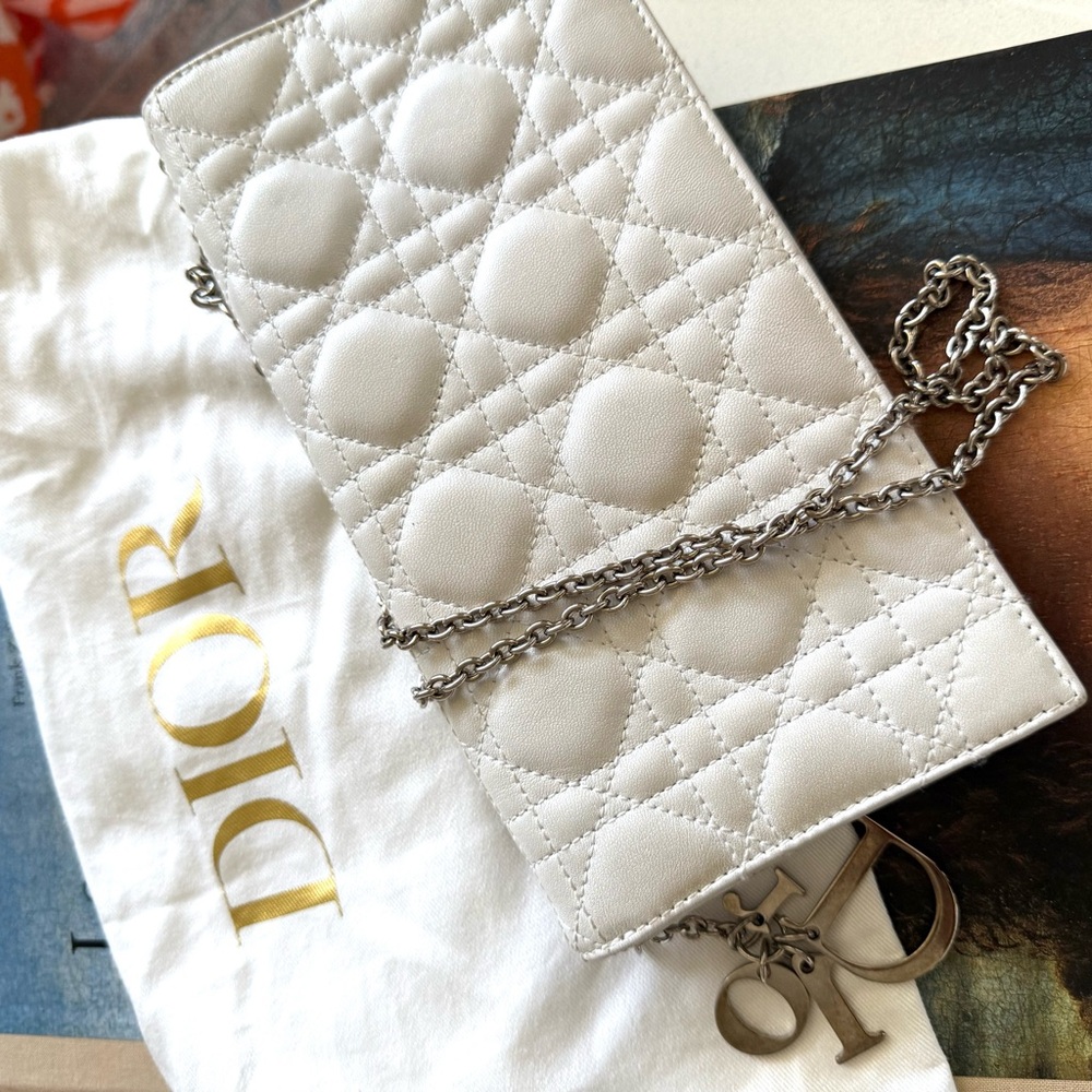Dior White Quilted Chain Bag